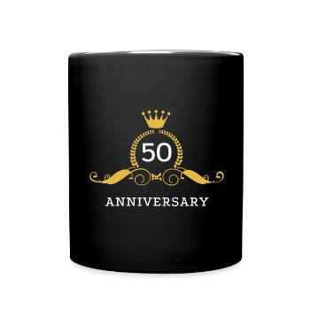 50th Golden Wedding Anniversary / Fifty Years - Full Color Mug - black - Front