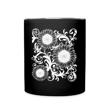 Baroque Aesthetic Sunflower Pattern Dark Academia - Full Color Mug - black - Front