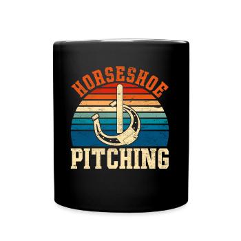 Horseshoe throwing gift retro horses horseshoes - Full Color Mug - black - Front