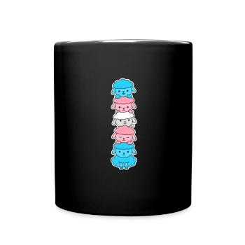 Trans Flag Sheep Design for proud Trans People - Full Color Mug - black - Front
