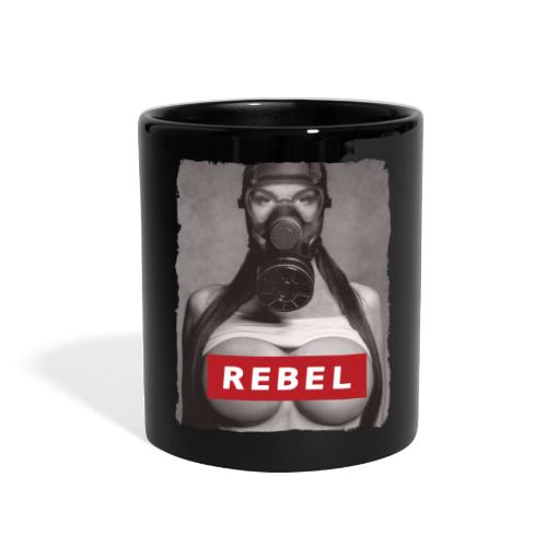 nude girl with gas mask - REBEL - Full Color Mug