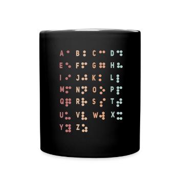 Retro Letter Braille Language Braille Alphabet - Full Color Mug - black - Front