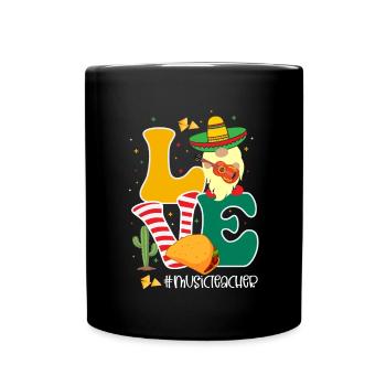 Love Gnomes Cinco de mayo Music Teacher Gift Idea - Full Color Mug - black - Front