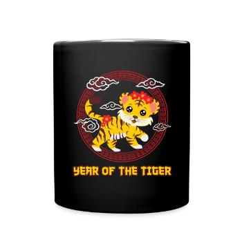 Cute Tiger Chinese Kawaii Chinese New Year - Full Color Mug - black - Front