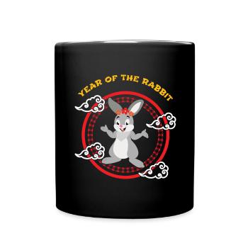 Year Of Rabbit Cute Kawaii Chinese New Year - Full Color Mug - black - Front