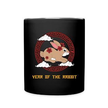 Year Of The Rabbit Cute Kawaii Chinese New Year - Full Color Mug - black - Front
