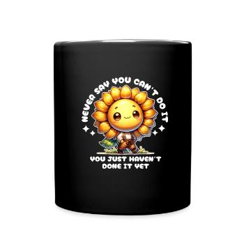 Cute Sunflower with Motivational Positive Quotes - Full Color Mug - black - Front