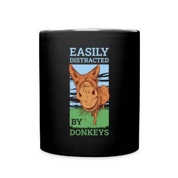 Easily Distracted By Donkeys Funny Donkey Gift - Full Color Mug - black - Front