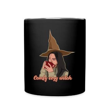 Comfy Cozy Witch Christmas Holiday Season - Full Color Mug - black - Front