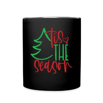 Tis The Season Christmas Tree Santa Xmas Holiday - Full Color Mug - black - Front