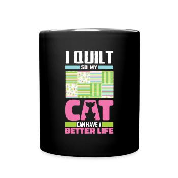 Quilting Cat - Full Color Mug - black - Front