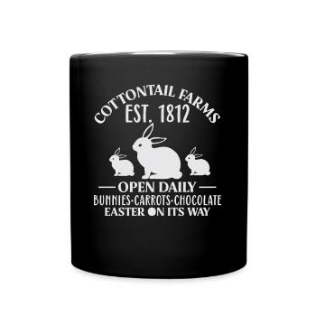 Cottontail Farm Est 1812 Open Daily Bunnies Easter - Full Color Mug - black - Front
