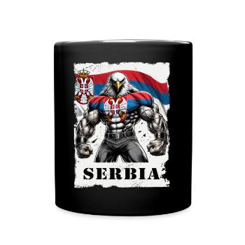 Serbia Eagle Bodybuilding Design - Full Color Mug - black - Front