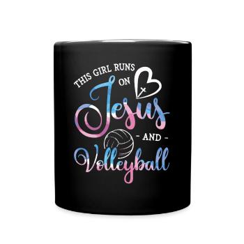 This Girl Runs On Jesus And Volleyball Player Chri - Full Color Mug - black - Front