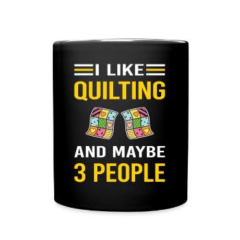 3 People Quilting Quilt Quilter - Full Color Mug - black - Front