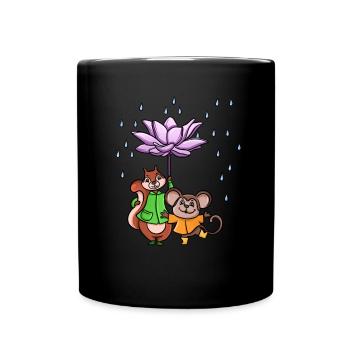 Lotus Flower Umbrella - Full Color Mug - black - Front