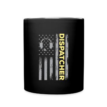USA Flag Dispatcher 911 Emergency Calls - Full Color Mug - black - Front