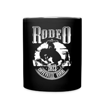 Rodeo Rider Silhouette Badge - Full Color Mug - black - Front