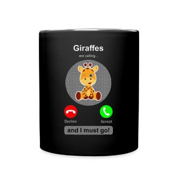 Giraffe Phone Screen Giraffes Calling Giraffes - Full Color Mug - black - Front