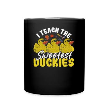 I Teach The Sweetest Duckies Teacher Rubber Duck - Full Color Mug - black - Front