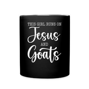 This Girl Runs On Jesus And Goats Goat - Full Color Mug - black - Front