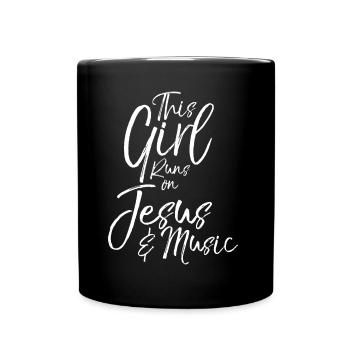 Christian Musician This Girl Runs On Jesus & Music - Full Color Mug - black - Front