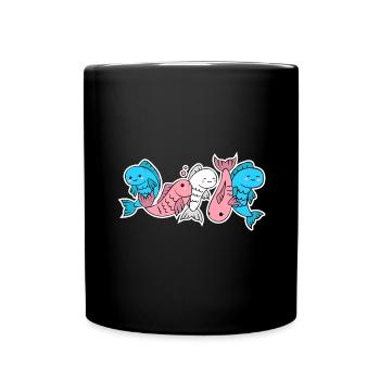 Trans Flag Fish Design for proud Trans People - Full Color Mug - black - Front