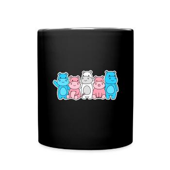 Trans Flag Hippo Design for proud Trans People - Full Color Mug - black - Front