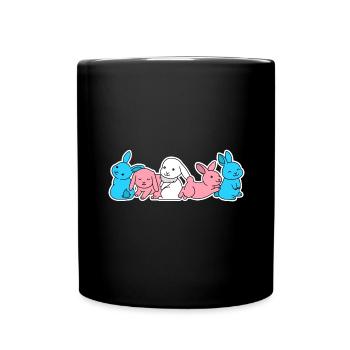 Trans Flag Bunny Design for proud Trans People - Full Color Mug - black - Front