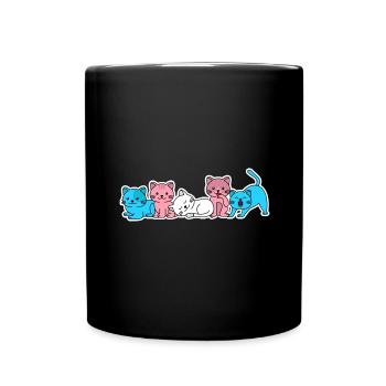 Trans Flag Cat Design for proud Trans People - Full Color Mug - black - Front