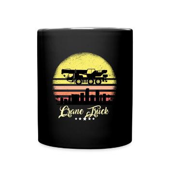 Véhicule grue Véhicules de construction d’époque Rétro - Tasse colorée - noir - Devant