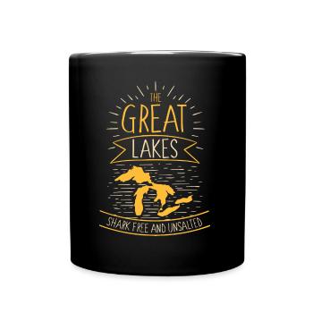 The Great Lakes Shark Free Unsalted Michigan - Full Color Mug - black - Front