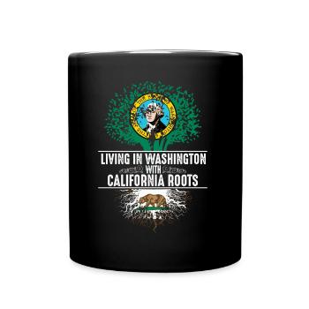 Washington Home California Roots State Tree Flag - Full Color Mug - black - Front
