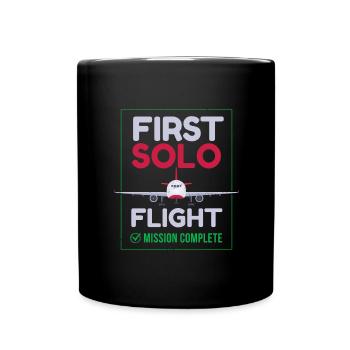 First Solo Flight Airplane First Flight - Full Color Mug - black - Front