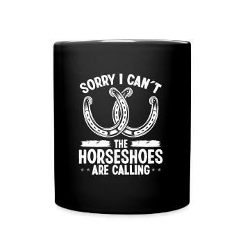 Horseshoe Pitching Game Horseshoes are calling - Full Color Mug - black - Front