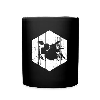 Drum Set Drawing - Full Color Mug - black - Front
