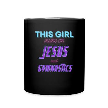 This girl runs on Jesus and Gymnastics - Full Color Mug - black - Front