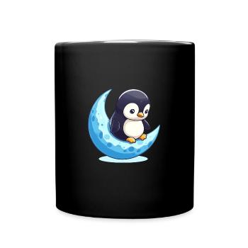 Penguin on crescent moon - moonlight dreams - Full Color Mug - black - Front