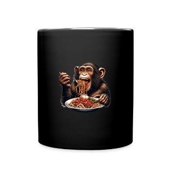 Enjoying monkey with spaghetti bolognese - Full Color Mug - black - Front