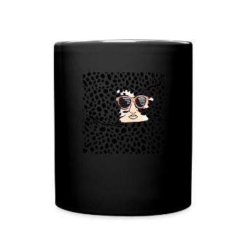 Bold Line Art Character with Sunglasses - Stylish - Full Color Mug - black - Front