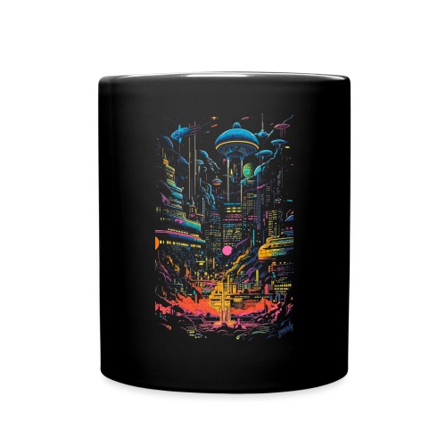 Neon Invasion in the Future City Design by gnarly - Full Color Mug