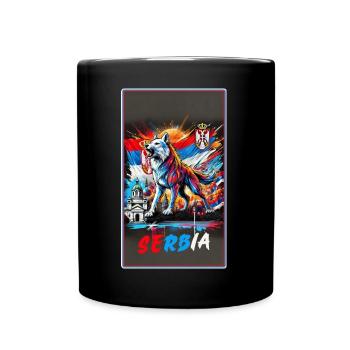 Serbia wolf national flag design - Full Color Mug - black - Front