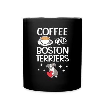 Coffee And Dogs Pet Owner Puppy Boston Terrier - Full Color Mug - black - Front
