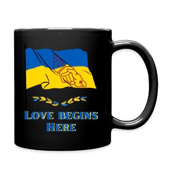 Love begins here stand with ukraine - Full Color Mug - black - Right