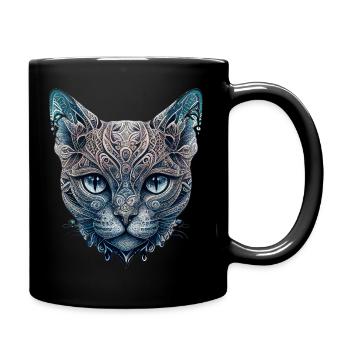 Ornamental cat face - Full Color Mug - black - Right