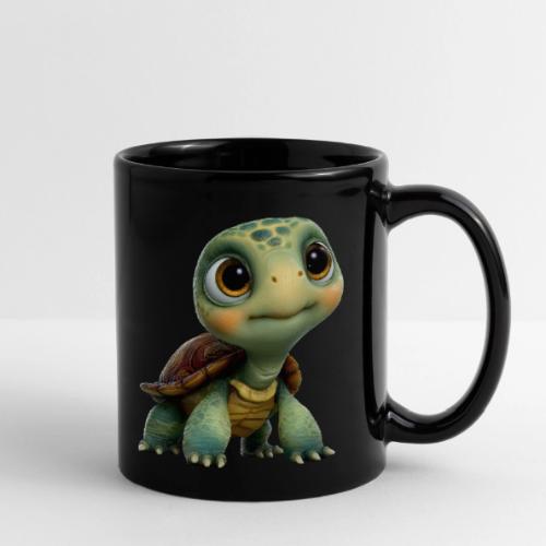 Adorable Cartoon Baby Turtle with Big Eyes - Full Color Mug