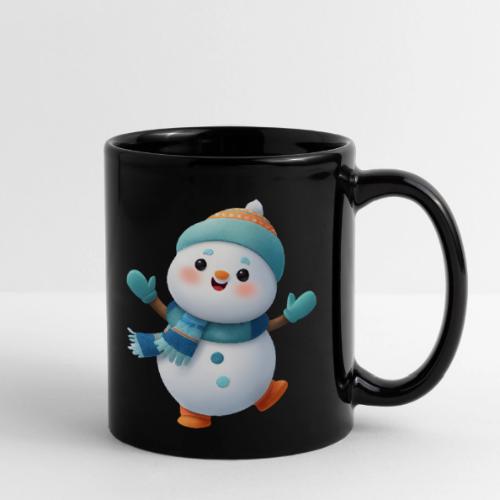 Joyful Cartoon Snowman Arms Up - Full Color Mug