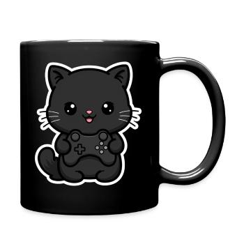 Midnight Kitty Gamer - Full Color Mug - black - Right