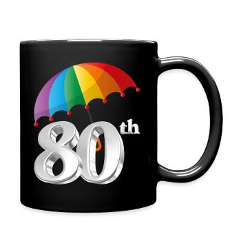 Rainbow 80th Birthday Umbrella - Full Color Mug - black - Right