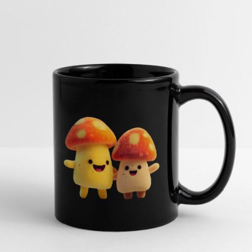 Joyful Cartoon Mushroom Duo - Full Color Mug